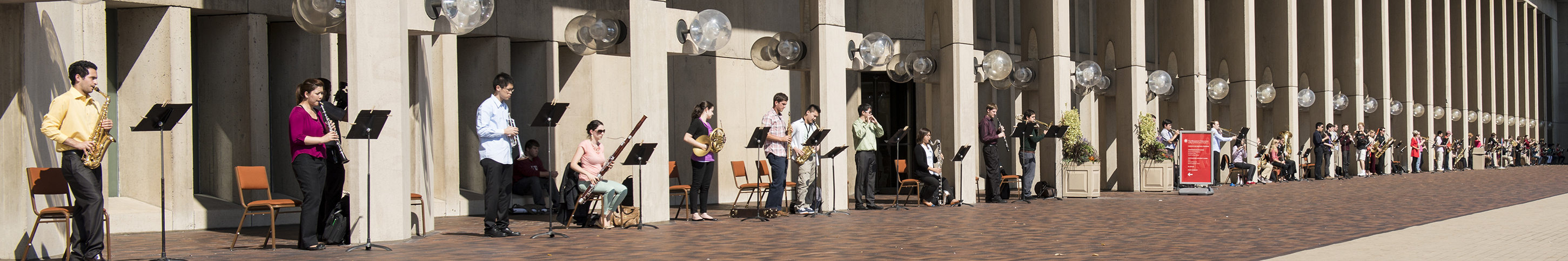 Musicians play at Christian Science Plaza