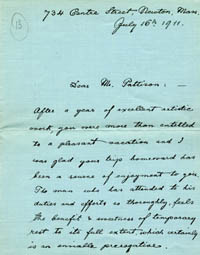 Photograph of a letter penned by Lee Pattison