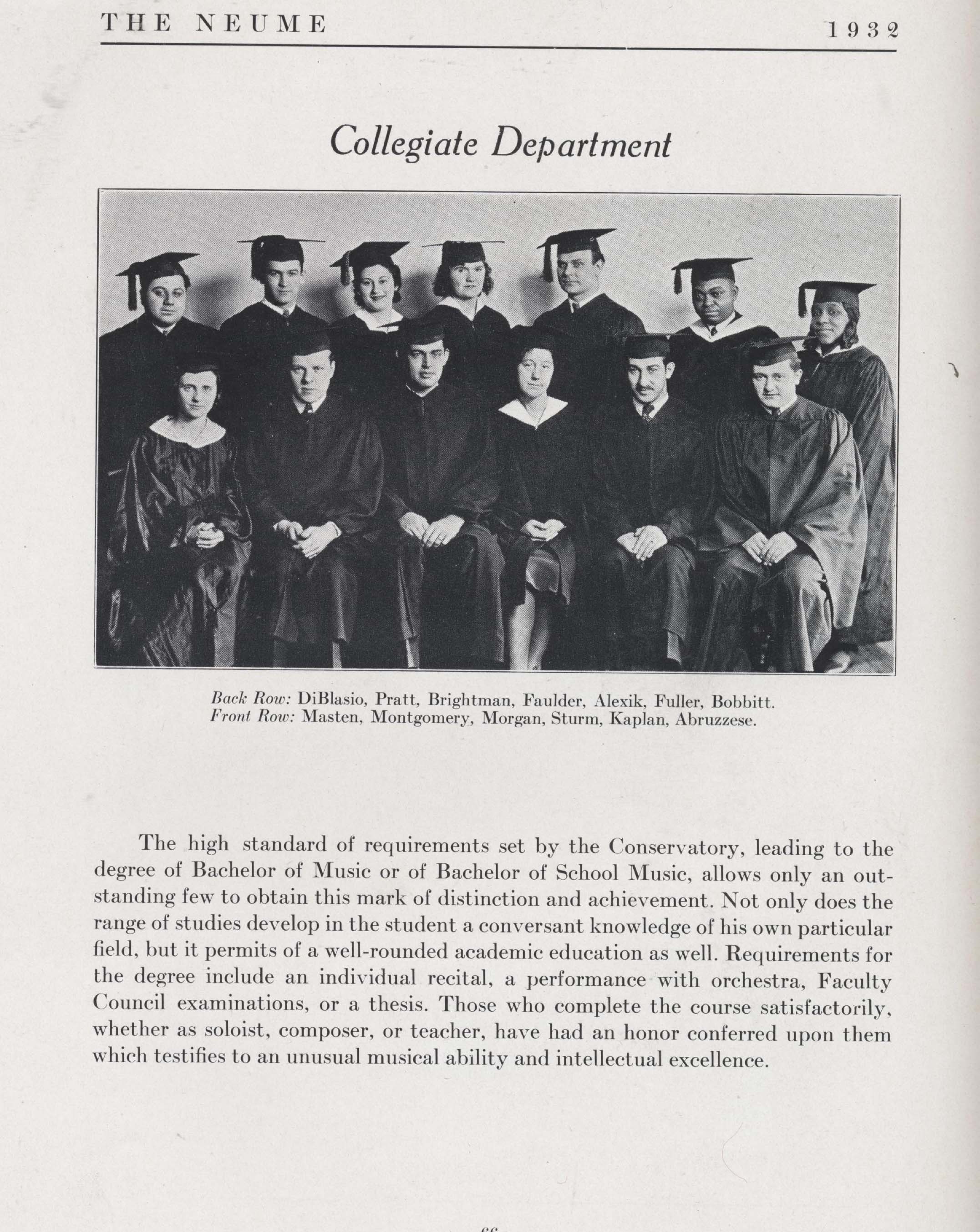 NEC's first students to earn bachelor's degrees, in 1932
