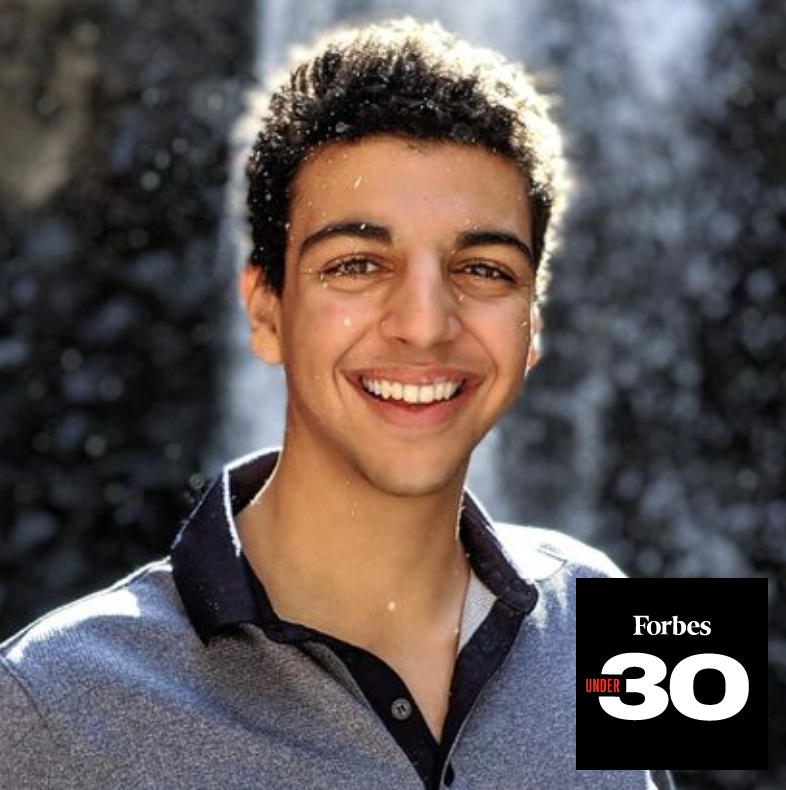 Amir Siraj with Forbes 30 under 30 logo