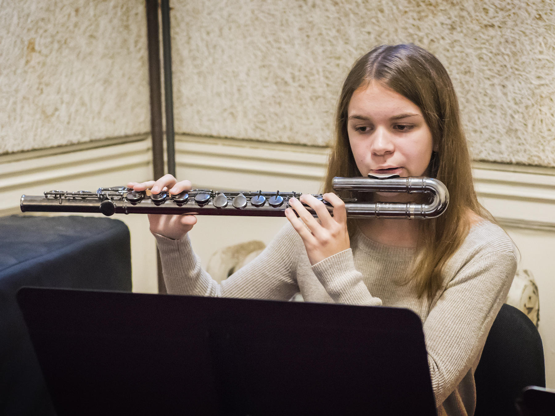 A Prep student plays alto flute