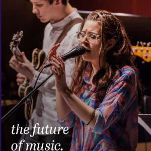 2019-2020 Catalog Cover with student singing and student playing guitar